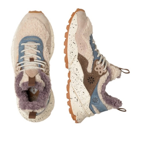 Flower Mountain KOTETSU Shearling and Suede Sneakers in Dove  grey-Beige - Picture 4 of 16